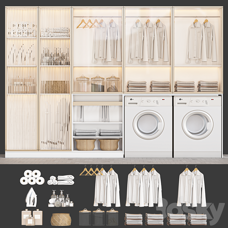 laundry set 104 3DS Max - thumbnail 1