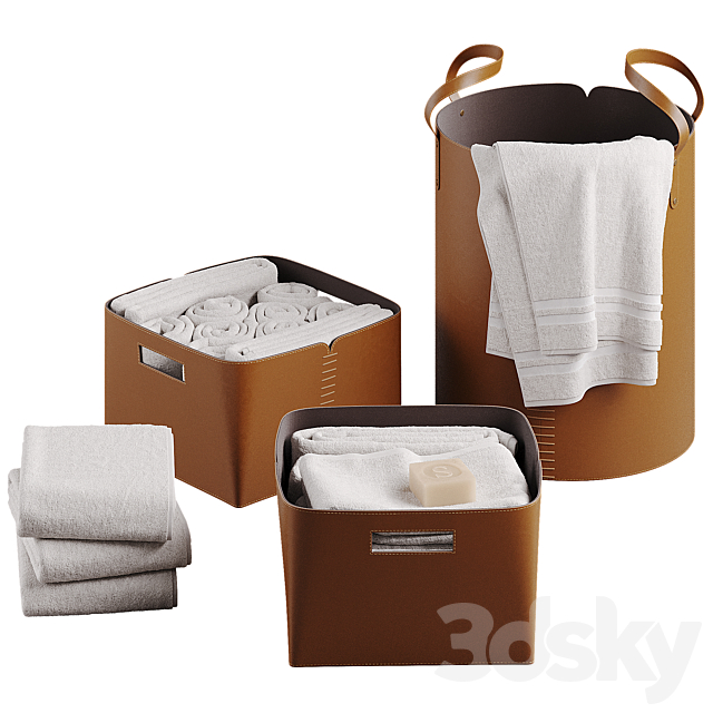 Leather laundry baskets 3ds Max - thumbnail 2