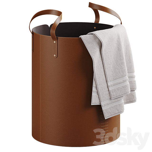 Leather laundry baskets 3ds Max - thumbnail 3