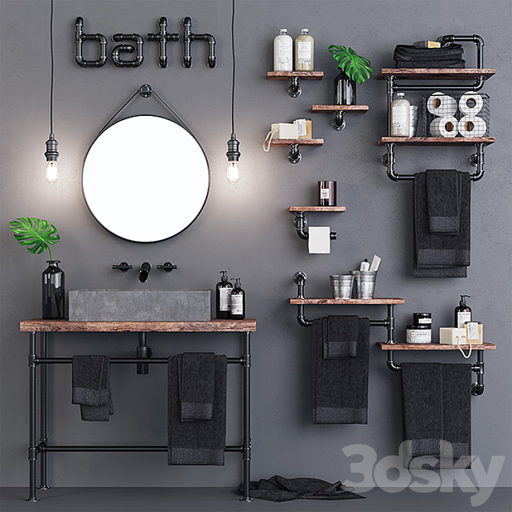 Loft Bathroom Set 3DS Max - thumbnail 1