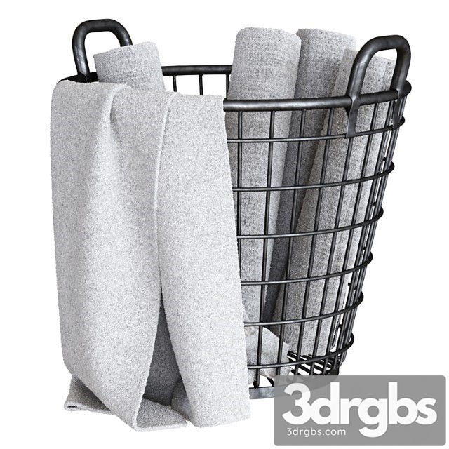 Metal basket with towels - thumbnail 1