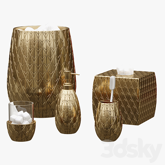 Pina Colada Gold Pineapple Bath Accessories by Croscill 3ds Max - thumbnail 1