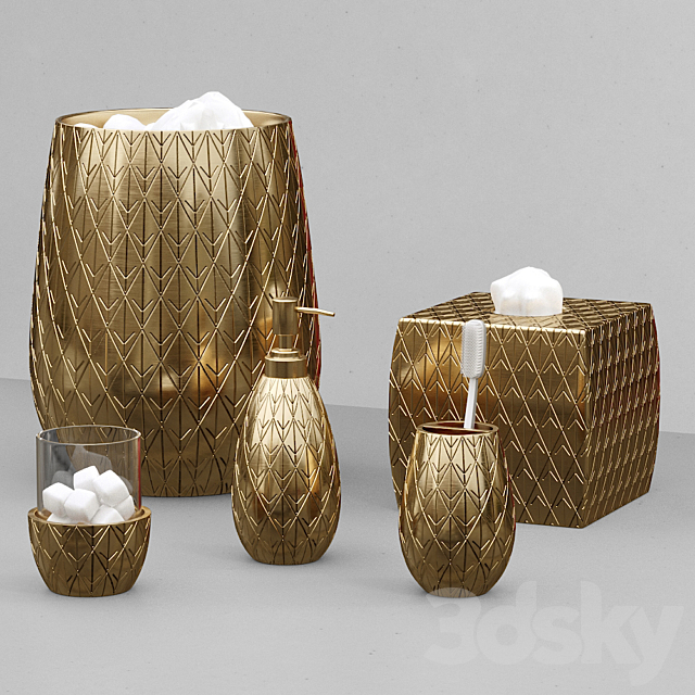 Pina Colada Gold Pineapple Bath Accessories by Croscill 3ds Max - thumbnail 2