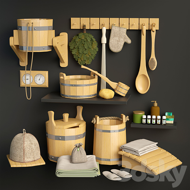 Set for sauna 3ds Max - thumbnail 1