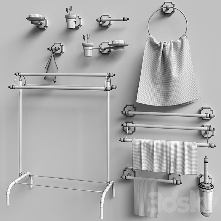 Set of accessories for the bathroom Berkley Gold Gaiamobili 3DS Max - thumbnail 2