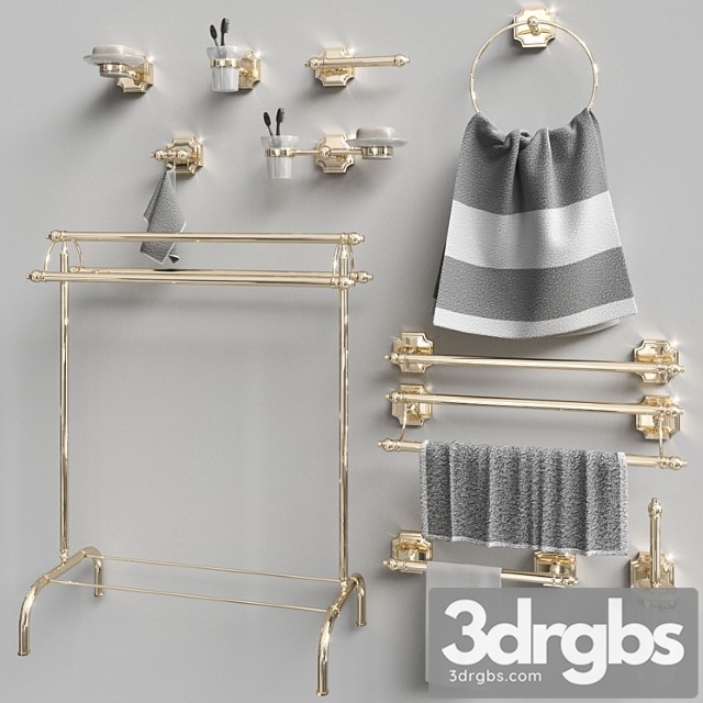 Set of Accessories for the Bathroom Berkley Gold Gaiamobili 3dsmax Download - thumbnail 1