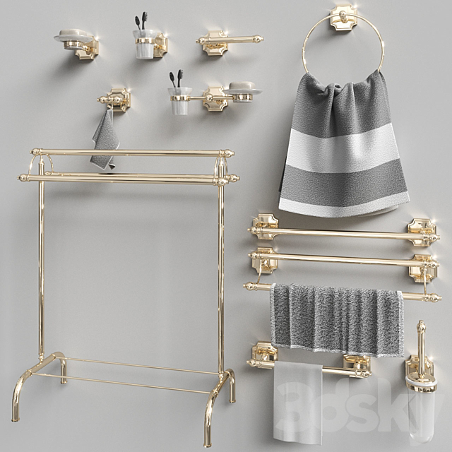 Set of accessories for the bathroom Berkley Gold Gaiamobili 3DSMax File - thumbnail 1