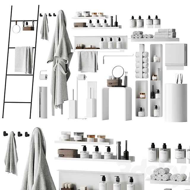 Set of bathroom accessories and decor 2 3ds Max - thumbnail 1