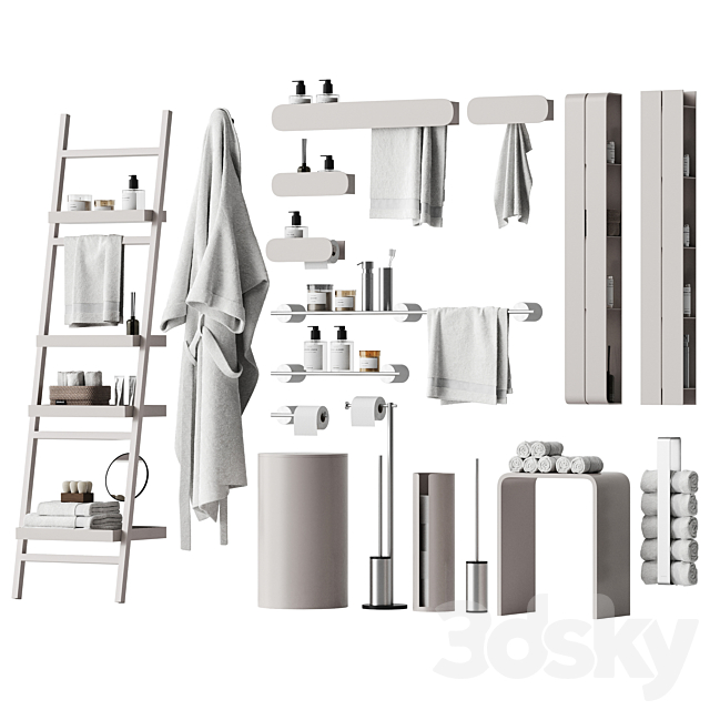 Set of bathroom accessories and decor 3 3ds Max - thumbnail 1