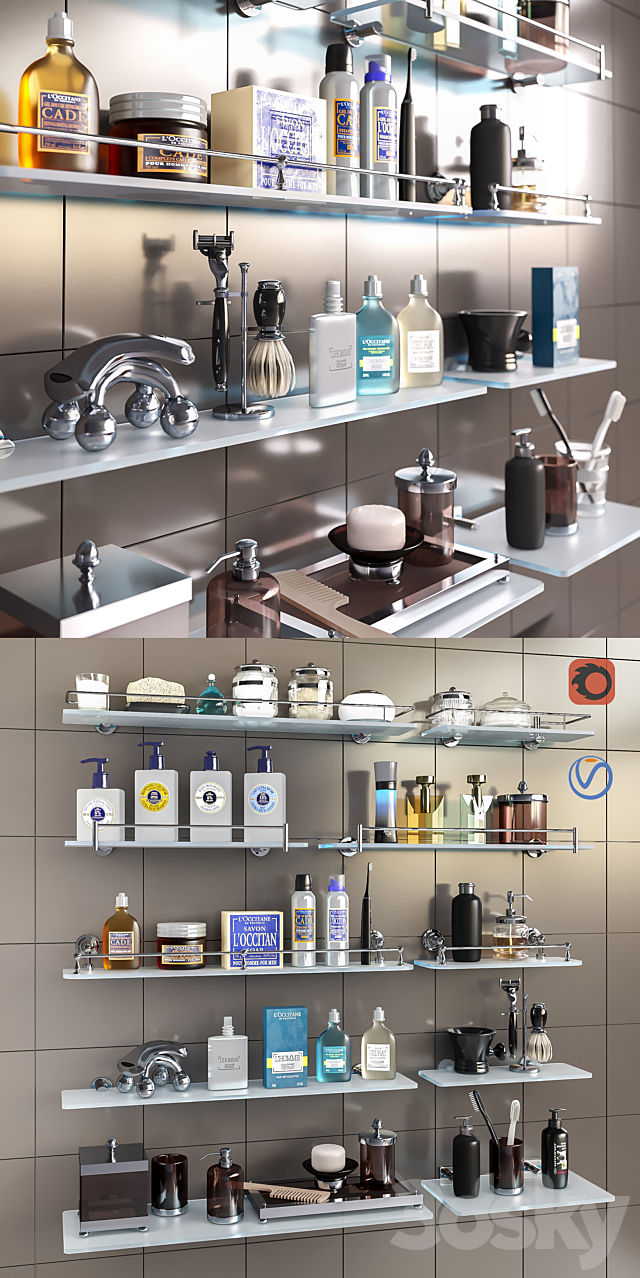 Set of cosmetics accessories and shelves for bathroom set 3 3DS Max Model - thumbnail 2