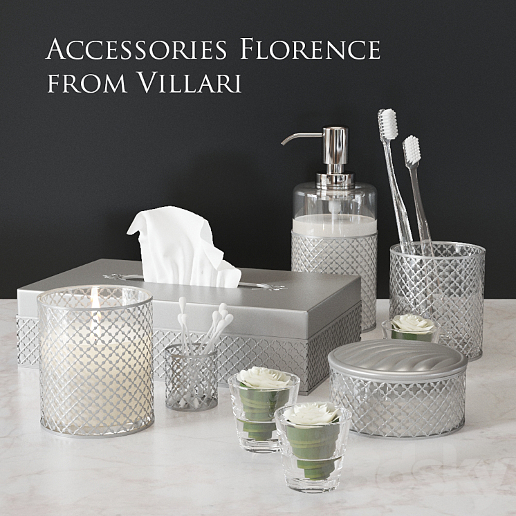 Set of luxury accessories for the bathroom from Florence Villari 3DS Max - thumbnail 1