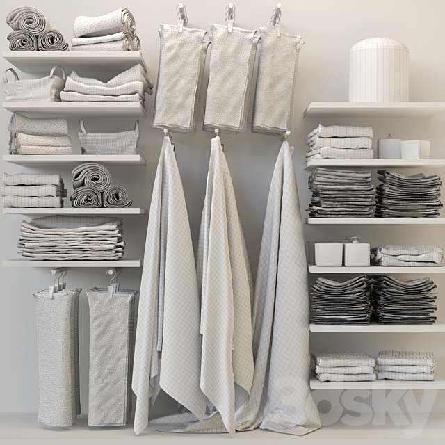 Set of towels and bathroom accessories 3DS Max Model - thumbnail 2