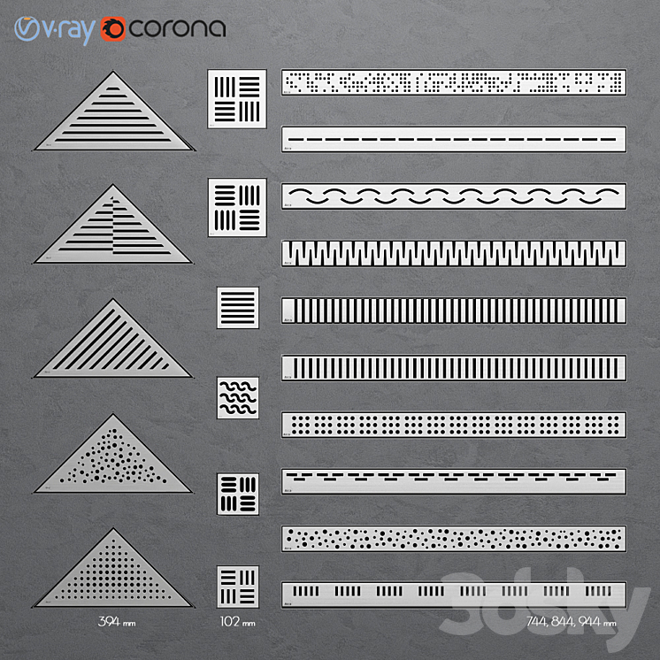 Shower channels drainage ladders Alca Plast 3DS Max - thumbnail 1