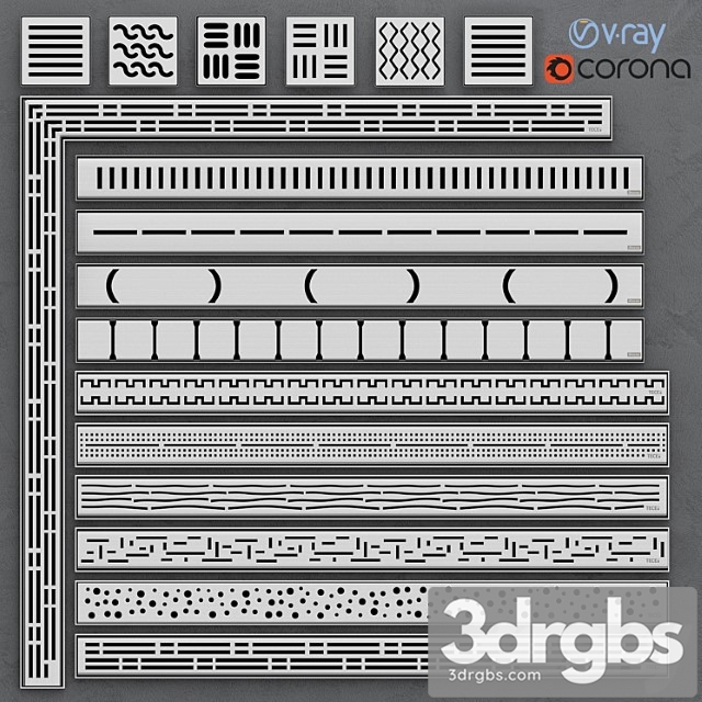 Shower Channels Floor Drains Tece and Ravak 3dsmax Download - thumbnail 1