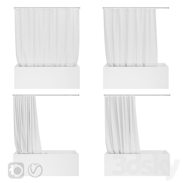 Shower curtain and bathtub Knief shape 70 3DSMax File - thumbnail 1