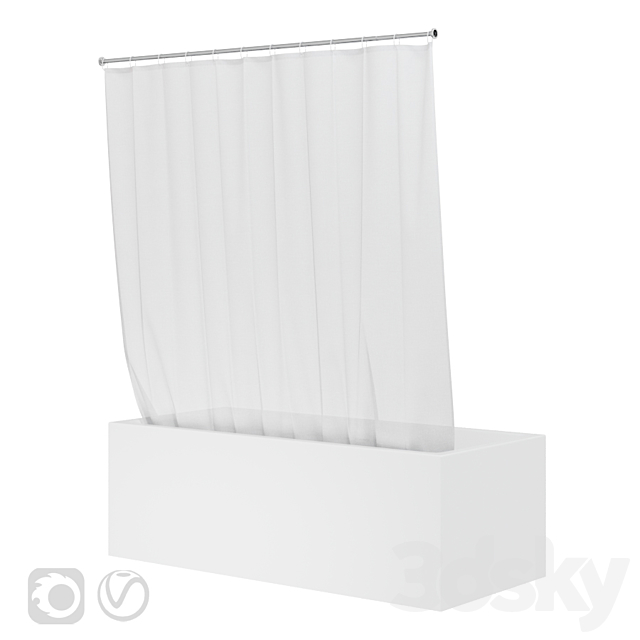 Shower curtain and bathtub Knief shape 70 3DSMax File - thumbnail 3