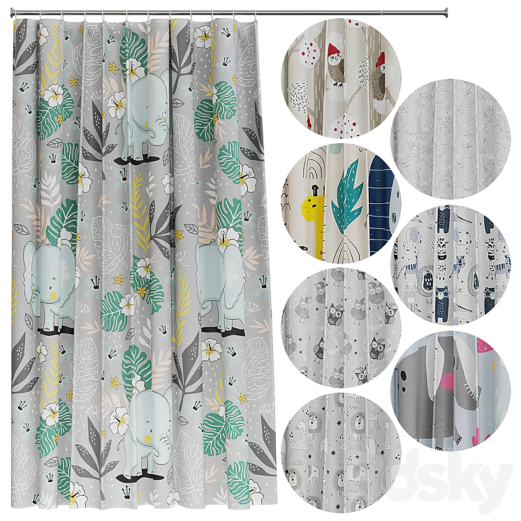 Shower curtain for children 3DS Max - thumbnail 1
