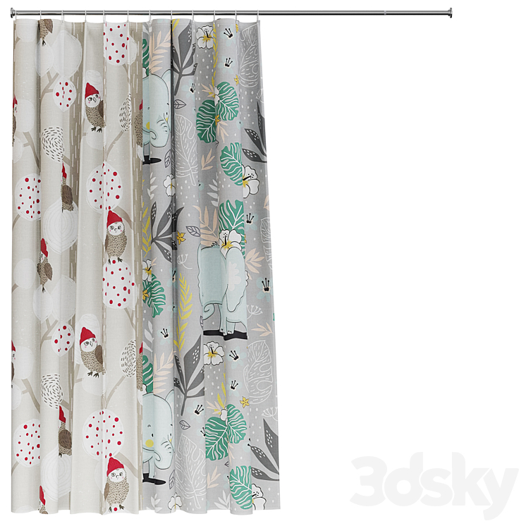 Shower curtain for children 3DS Max - thumbnail 2