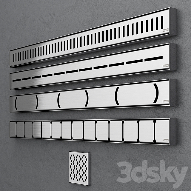 Shower trays and channels Ravak set 41 3DS Max Model - thumbnail 2