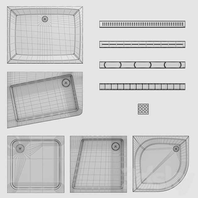 Shower trays and channels Ravak set 41 3DS Max Model - thumbnail 3