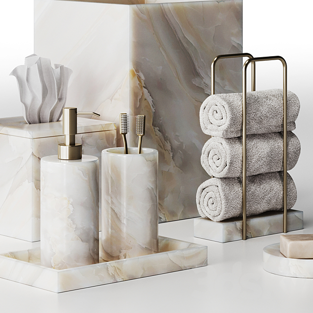 Stone bathroom accessories 3DS Max Model - thumbnail 2