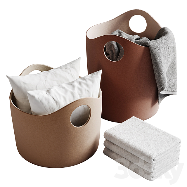 Tiggy Basket by BLOMUS with towels 3ds Max - thumbnail 1