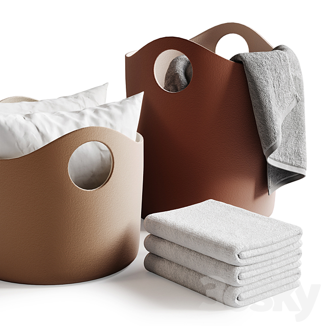 Tiggy Basket by BLOMUS with towels 3ds Max - thumbnail 2