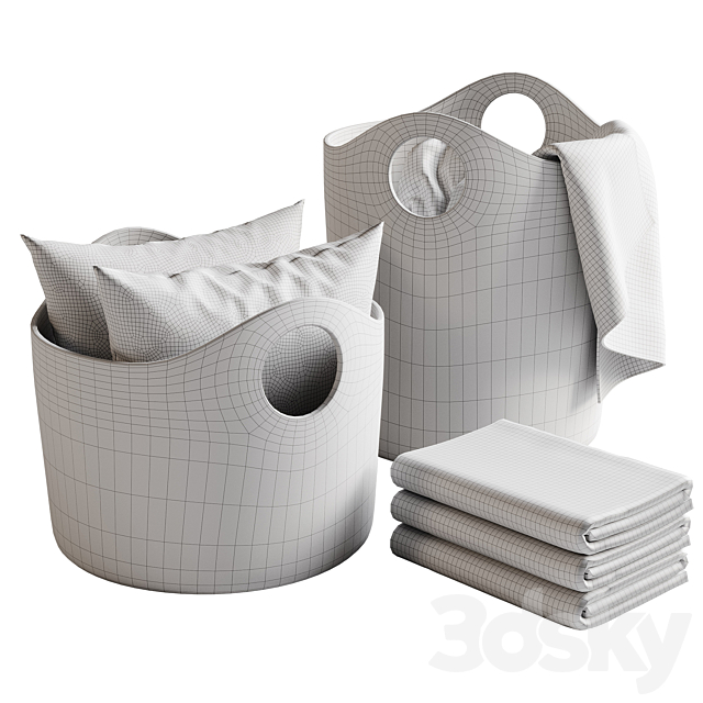 Tiggy Basket by BLOMUS with towels 3ds Max - thumbnail 3