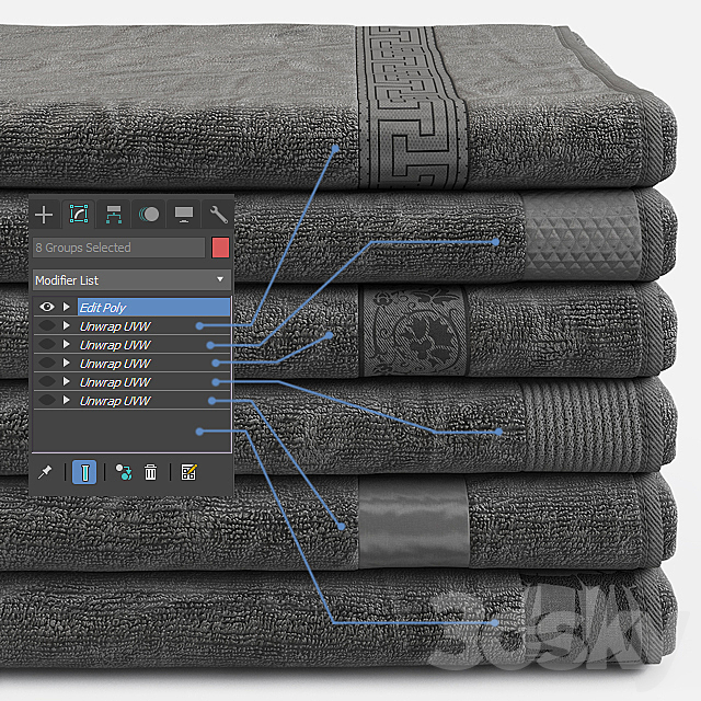 towels m33 3DS Max Model - thumbnail 2