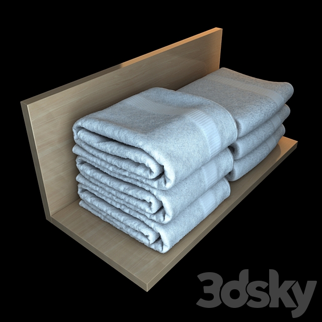 Towels on a shelf 3ds Max - thumbnail 1