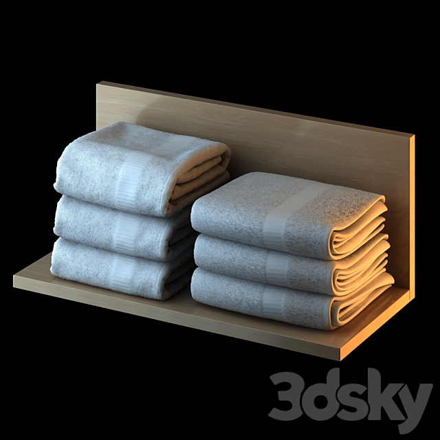 Towels on a shelf 3ds Max - thumbnail 2