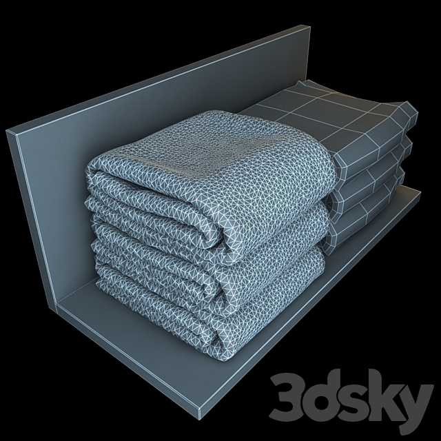 Towels on a shelf 3ds Max - thumbnail 3