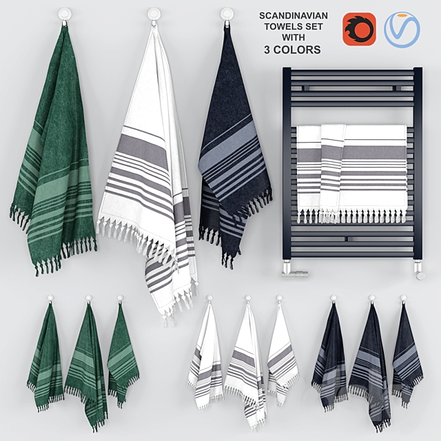 Towels Set – Scandinavian Design 3ds Max - thumbnail 1