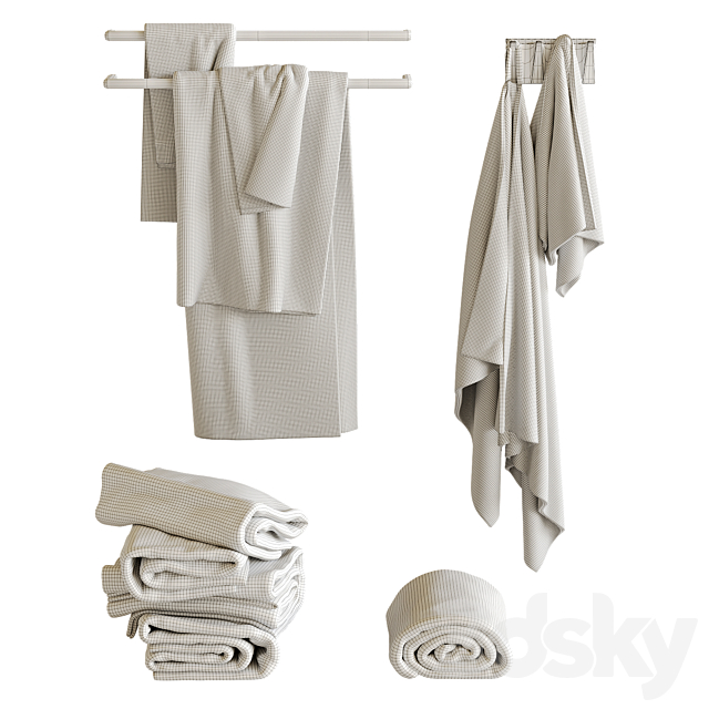 Waffle towels 2 3ds Max - thumbnail 3