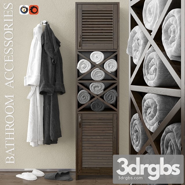 Wardrobe With Towels and Bathrobes 3dsmax Download - thumbnail 1