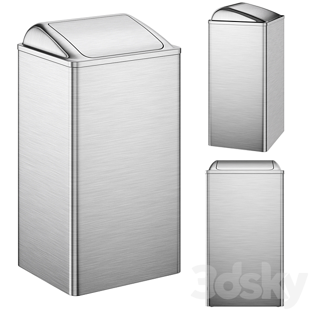 Waste bin set set 181 3DS Max Model - thumbnail 2