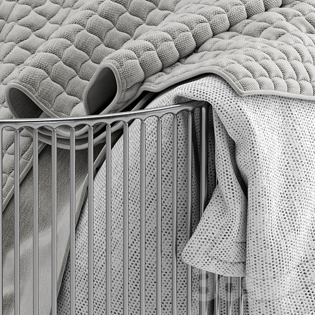 Westelm Metal basket with blanket 3DS Max Model - thumbnail 3