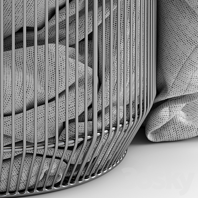 Westelm Metal basket with blanket 3DS Max Model - thumbnail 4