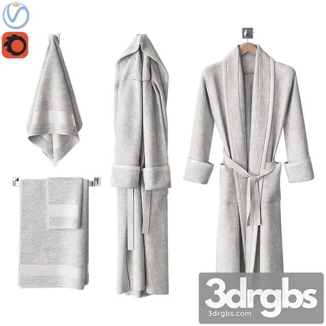 White Bathrobe and Towels 3dsmax Download - thumbnail 1