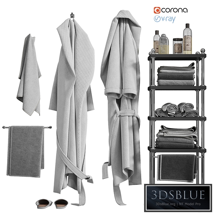 White robe and towels 3DS Max - thumbnail 3