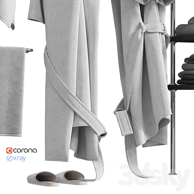 White robe and towels 3DSMax File - thumbnail 5