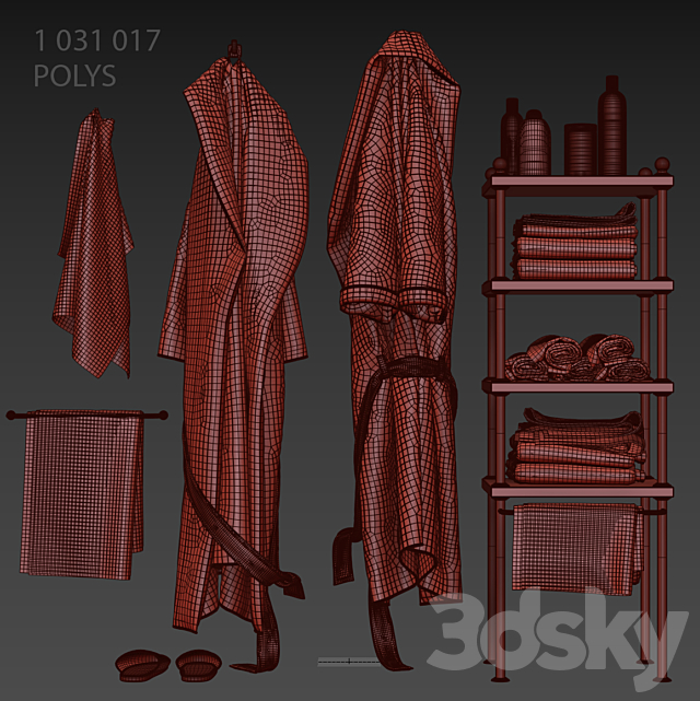 White robe and towels 3DSMax File - thumbnail 6