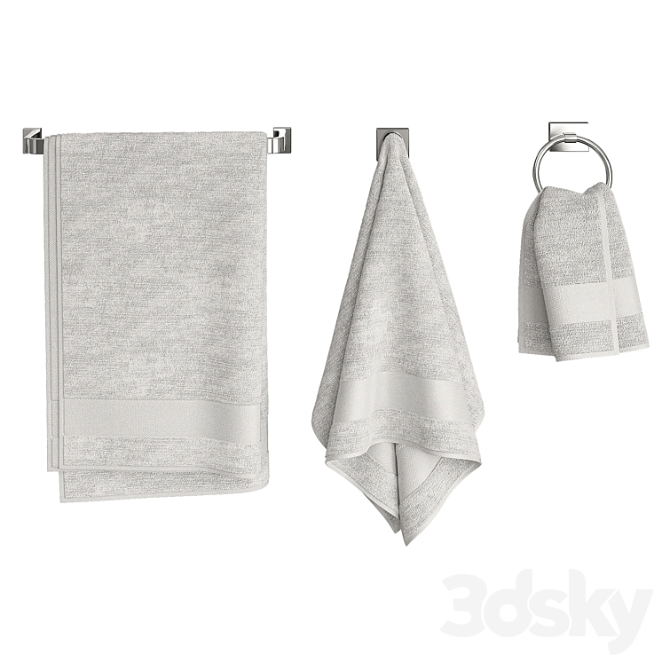 White Towels Set 3DS Max - thumbnail 2