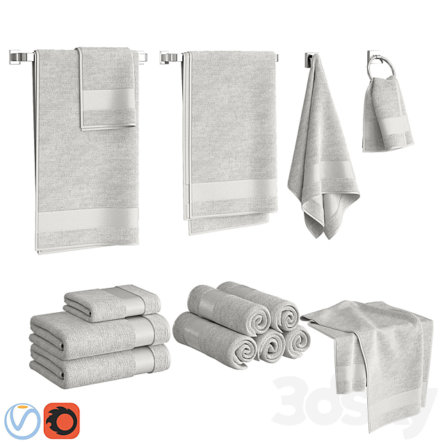 White Towels Set 3DSMax File - thumbnail 1