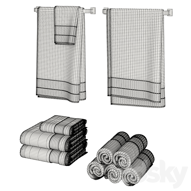 White Towels Set 3DSMax File - thumbnail 3
