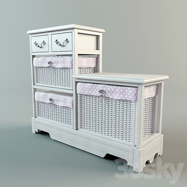 Wicker laundry basket 3DS Max Model - thumbnail 1