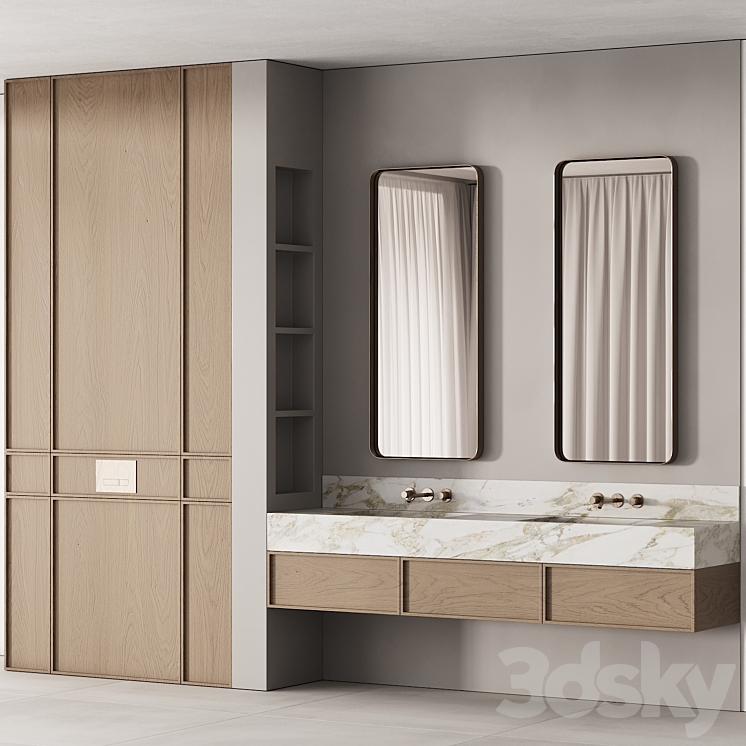 188 bathroom furniture 04 minimal wood and marble 00 3DS Max Model - thumbnail 1