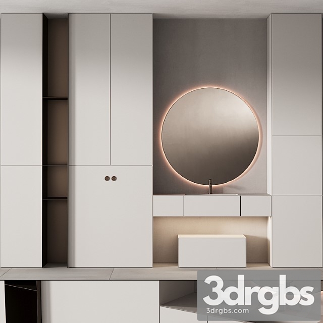 249 Bathroom Furniture 07 Minimal Modern Round Mirror 3dsmax Download - thumbnail 1