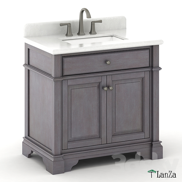 30 “single sink wooden vanity with Alpine Mist top 3ds Max - thumbnail 1