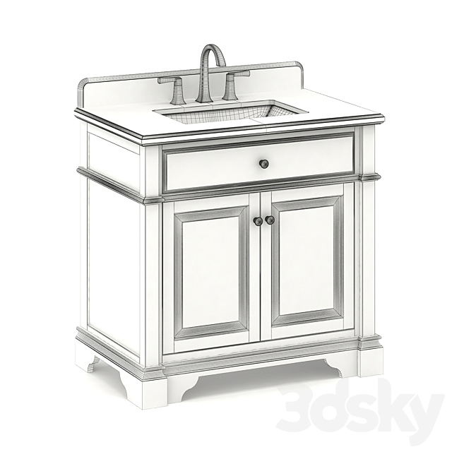 30 “single sink wooden vanity with Alpine Mist top 3ds Max - thumbnail 3